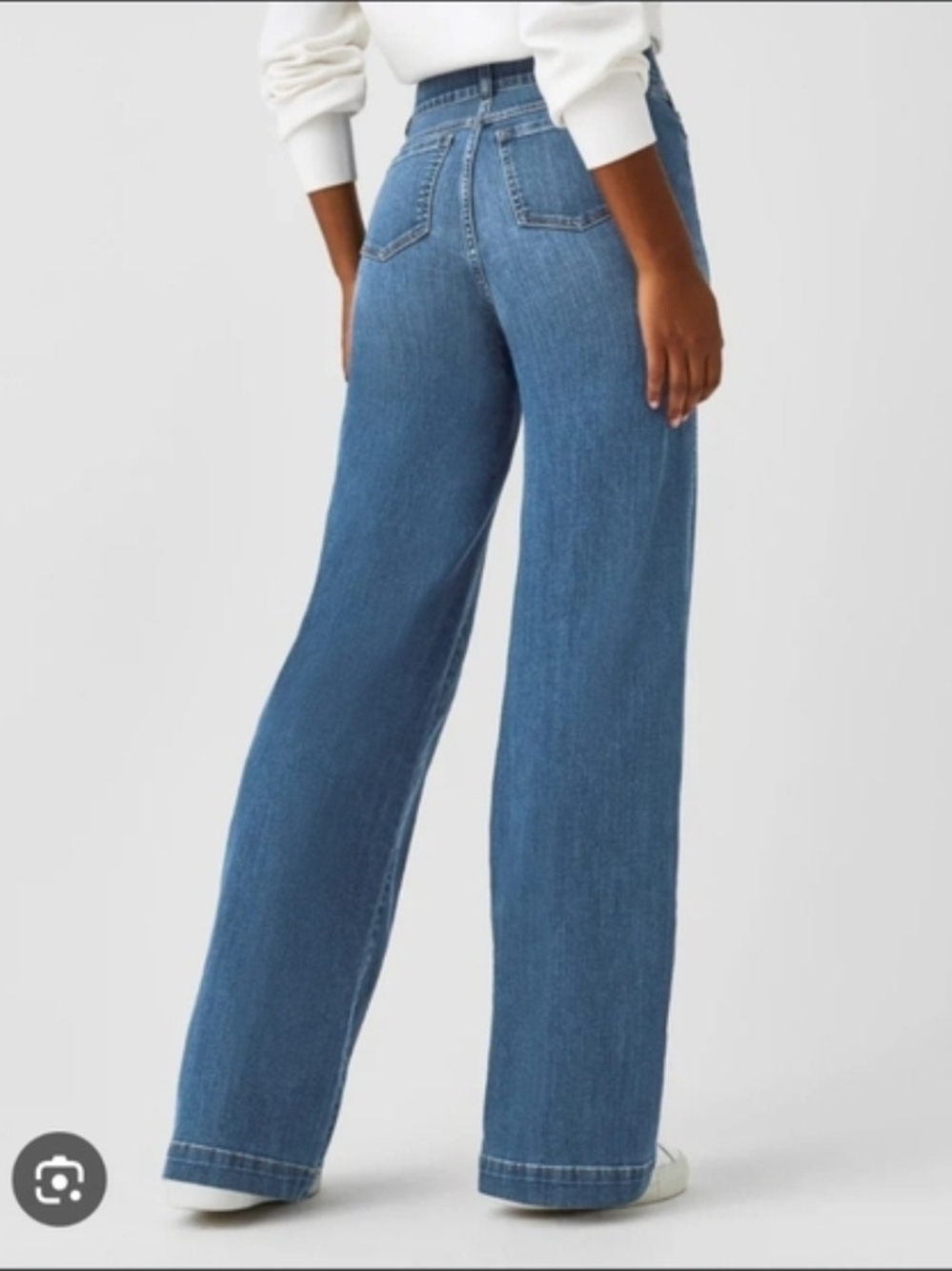 SPANX Wide-Leg High-Rise Jeans in Medium Blue